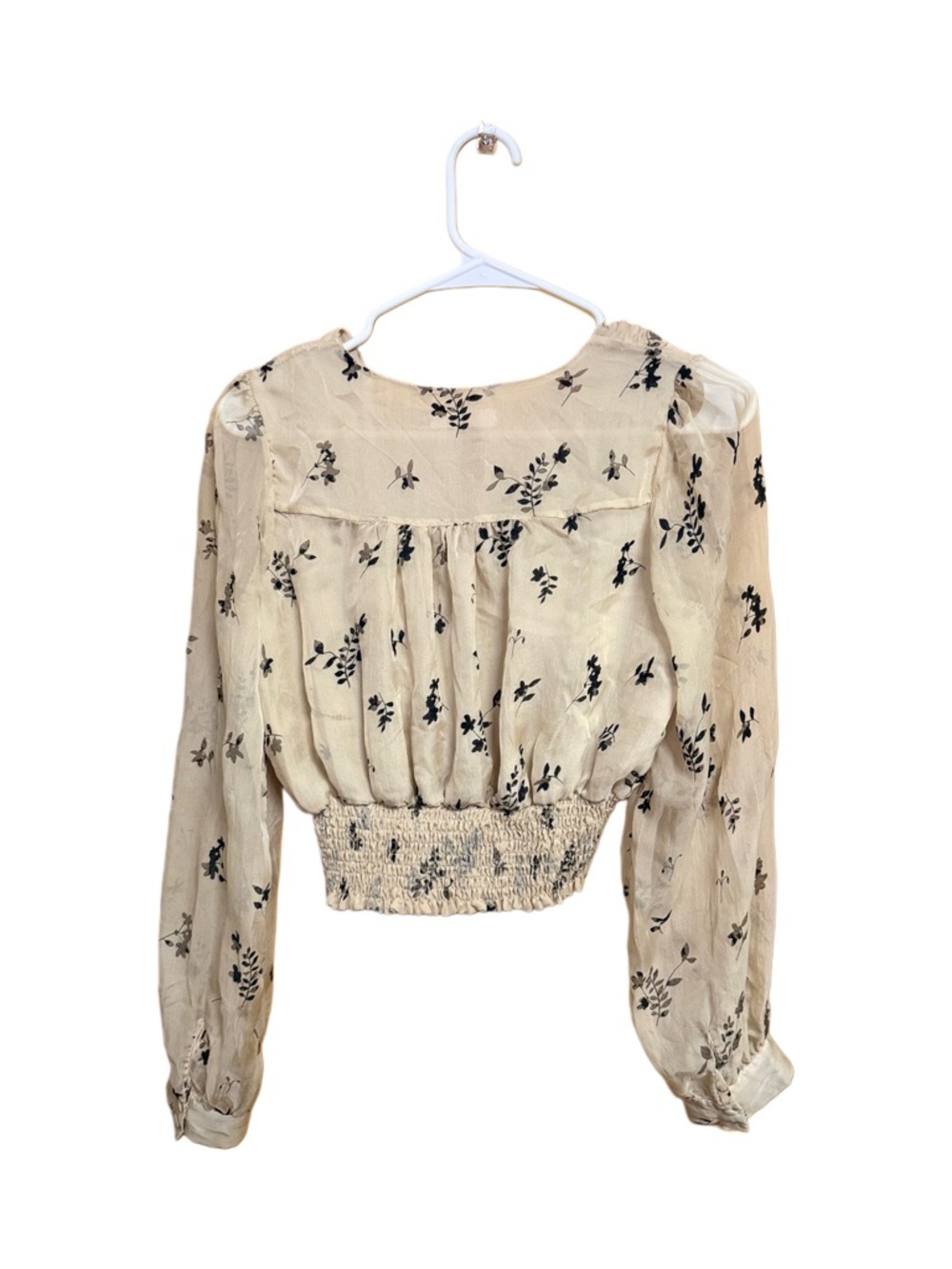 🖤 Miss Love Boho Cottagecore Floral Smocked Crop Blouse Small 🖤 - Picture 2 of 3